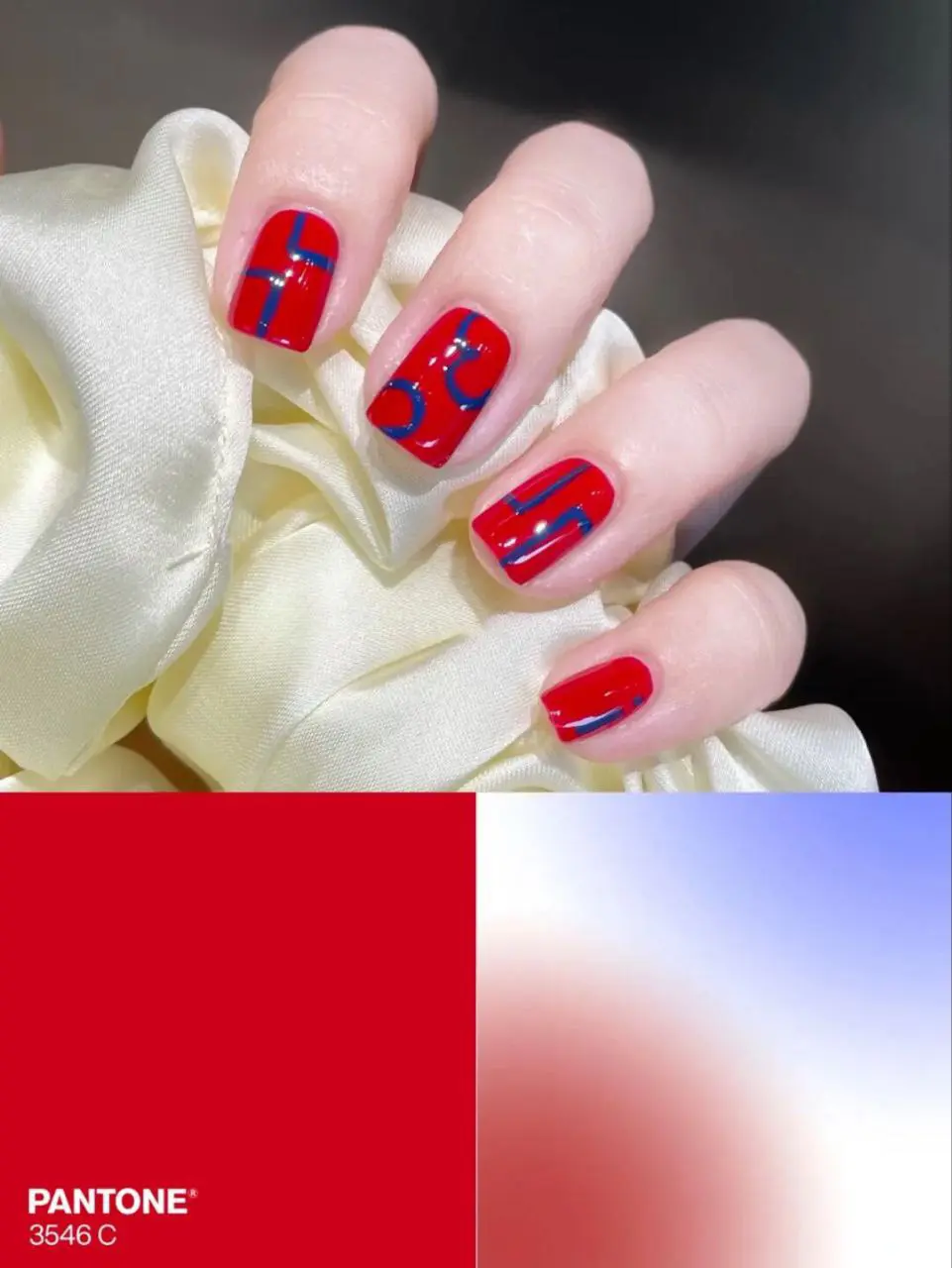 🩸🩸 Classic Red Shade and Blue Linings Manicure | Gallery posted by Nail  Corner | Lemon8